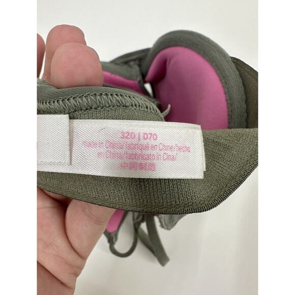 PINK Womens Bra Size 32D Wear Everywhere Push Up Green Logo Band Adjustable - Picture 4 of 8